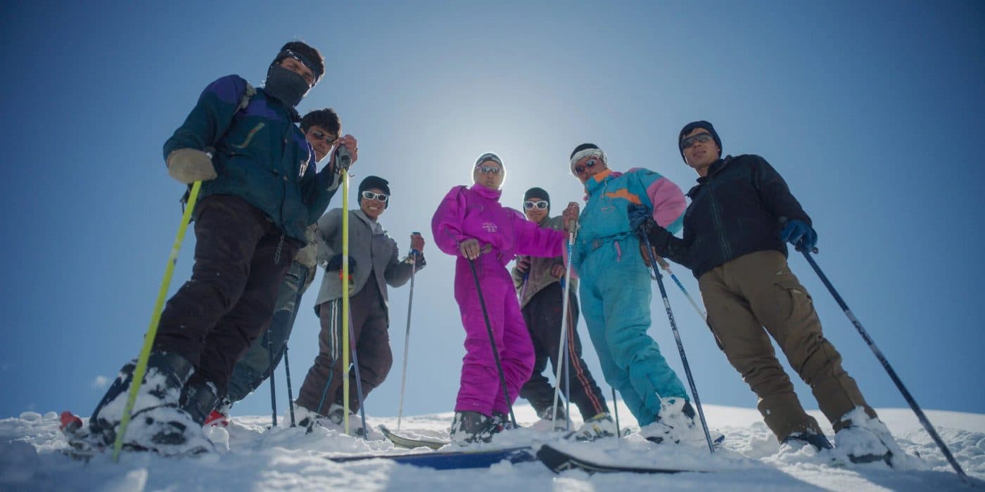 Skiers gathered on the mountain in Bamyan, from Champions of the Golden Valley